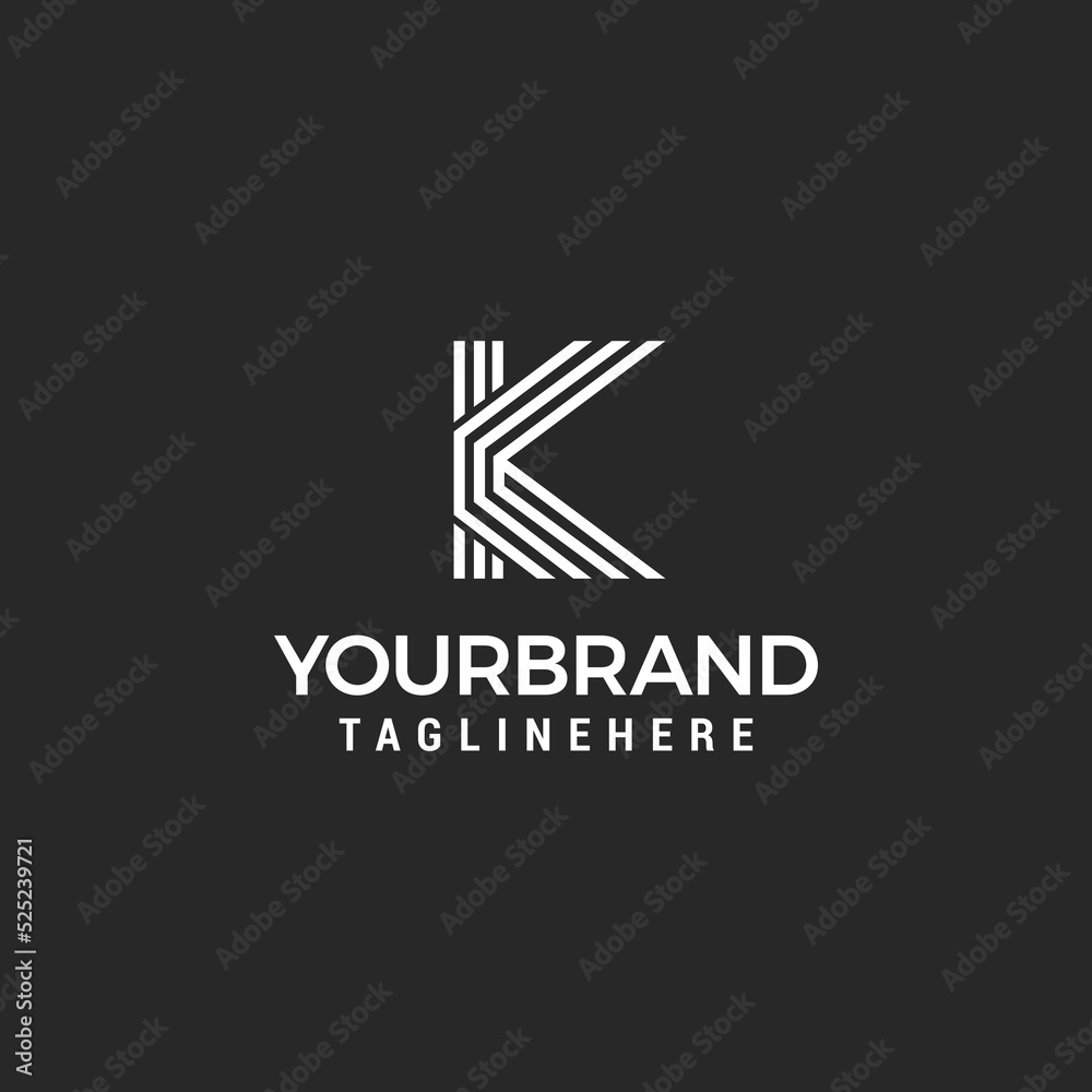 Fototapeta premium Alphabet letters monogram icon KK logo line design template vector