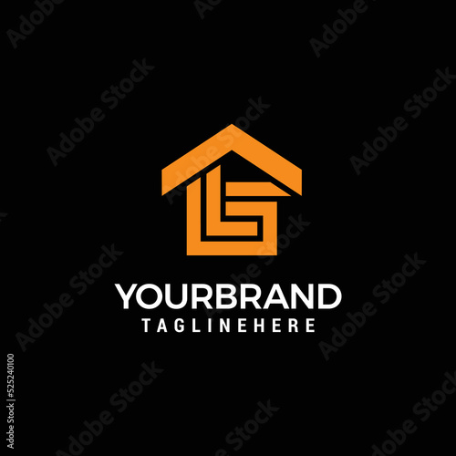 LG OR GL HOUSE LOGO DESIGN TEMPLATE VECTOR