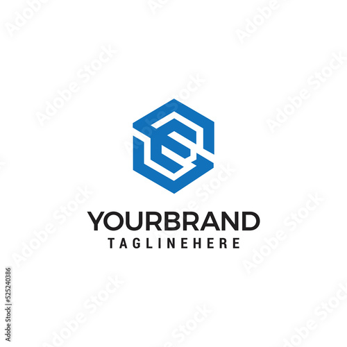Letter SE ES line Hexagon Logo Minimal Simple Modern design vector