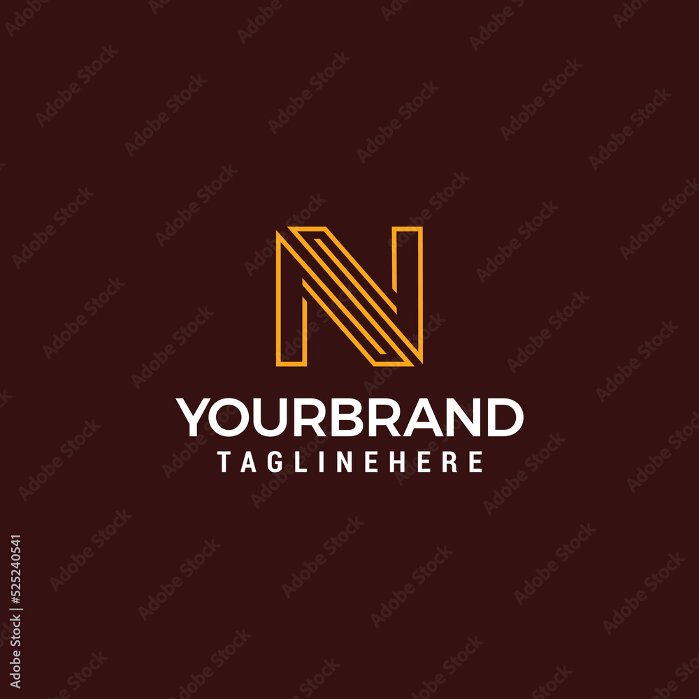 Initial Letter N with simple modern line direction logo design