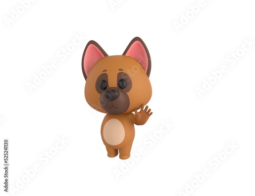 German Shepherd Dog character saying hi in 3d rendering.