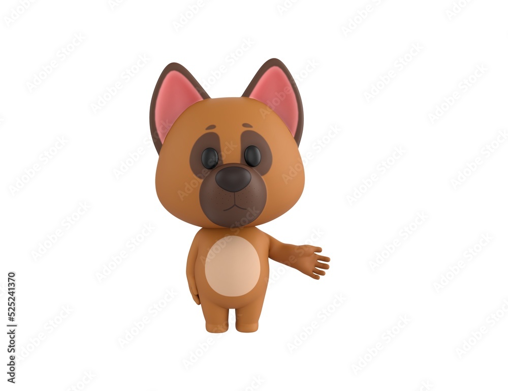 German Shepherd Dog character giving his hand in 3d rendering. German Shepherd Dog character giving his hand in 3d rendering.