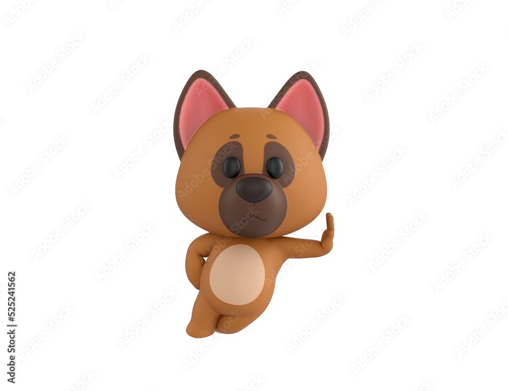 German Shepherd Dog character leaning against a wall in 3d rendering. German Shepherd Dog character leaning against a wall in 3d rendering.