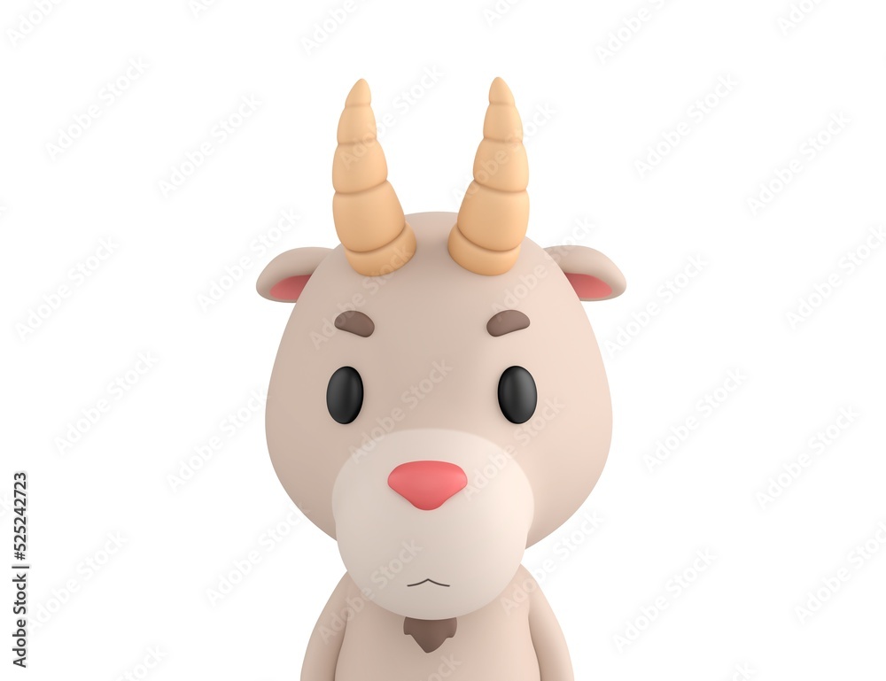 Little Goat character close up portrait in 3d rendering. Little Goat character close up portrait in 3d rendering.
