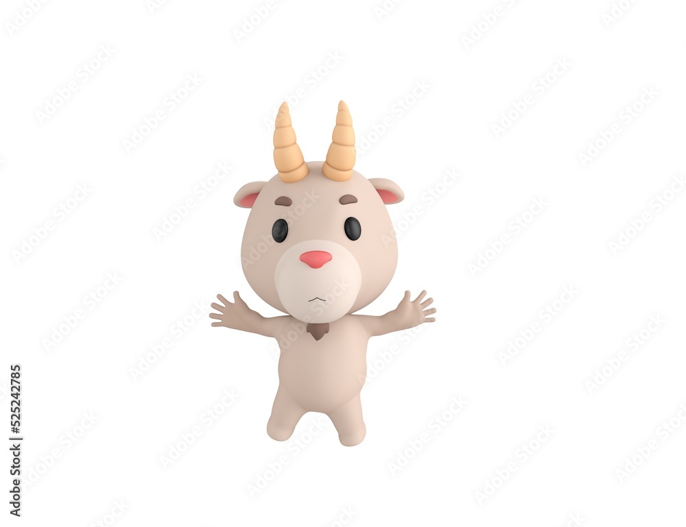 Little Goat character jumping in 3d rendering. Little Goat character jumping in 3d rendering.