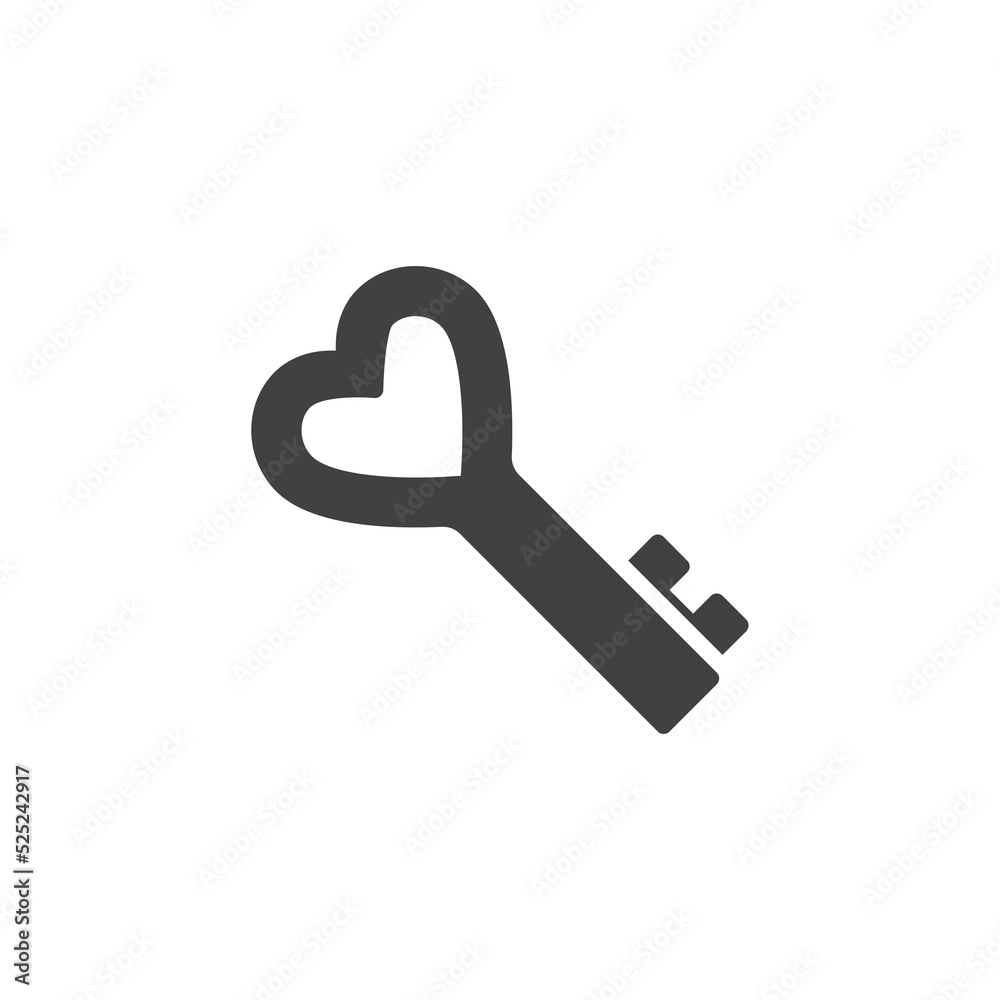 Heart key vector icon Heart key vector icon