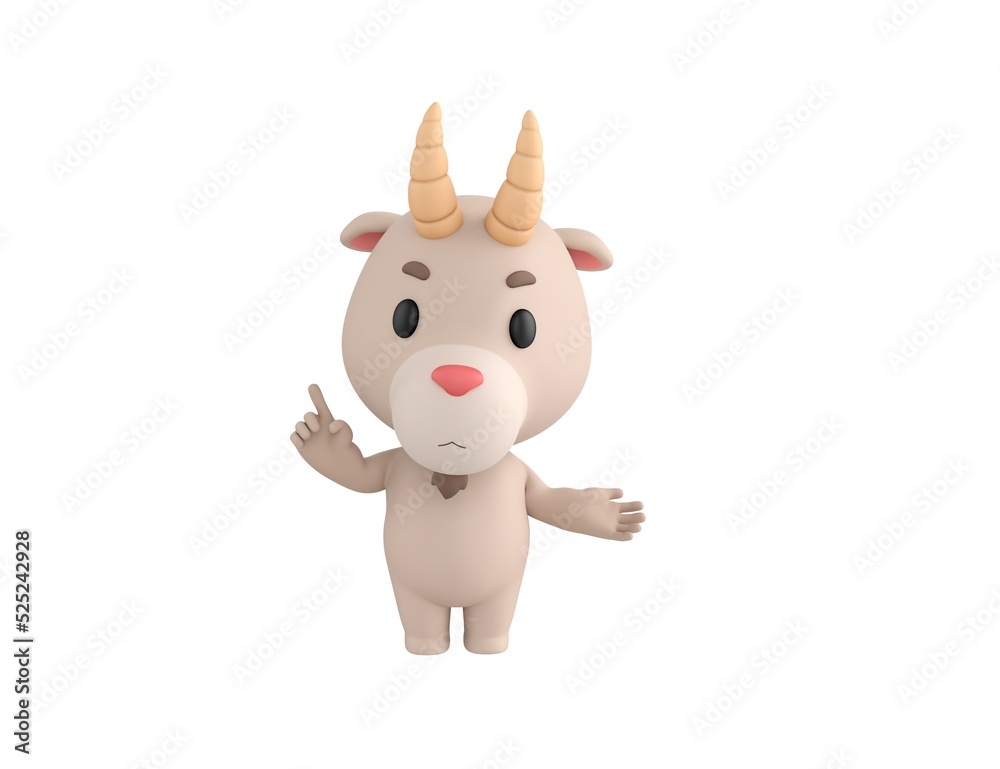 Little Goat character giving information in 3d rendering. Little Goat character giving information in 3d rendering.