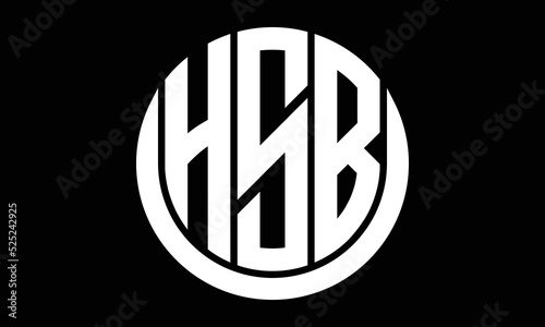 HSB shield in circle logo design vector template. letter mark, wordmark, monogram symbol on white background.