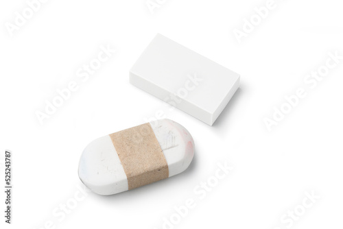 New and old white stationery eraser