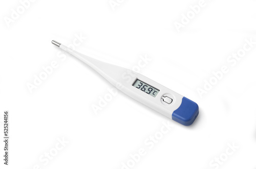  electronic modern thermometer on white background