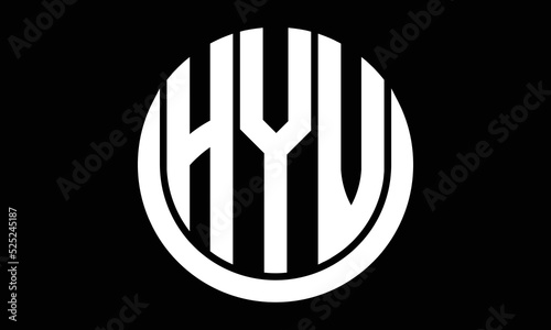 HYV shield in circle logo design vector template. letter mark, wordmark, monogram symbol on white background. photo