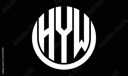 HYW shield in circle logo design vector template. letter mark, wordmark, monogram symbol on white background. photo