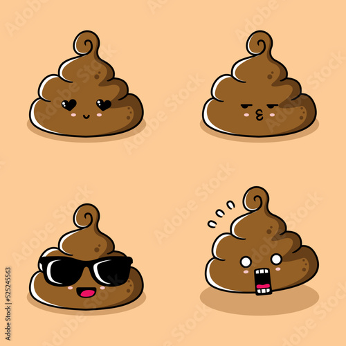 vector illustration of cute poop emoji