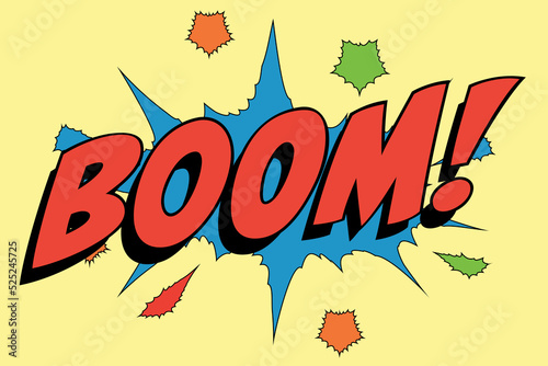 Boom Abstract cartoon frame vector background. word retro