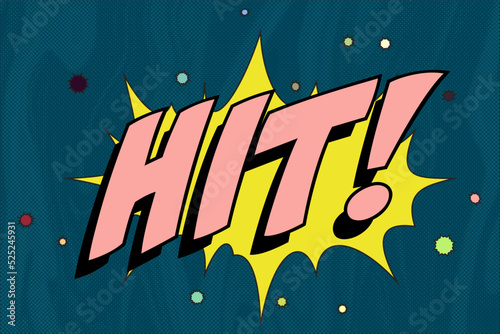 Hit Abstract cartoon frame vector background. halftone boom