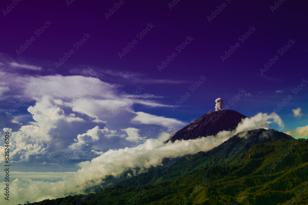 landscape photo with the background of Mount Semeru Indonesia