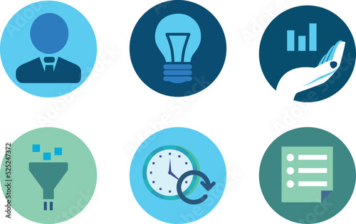 Business process icon set. Start up planning business strategy icons.
