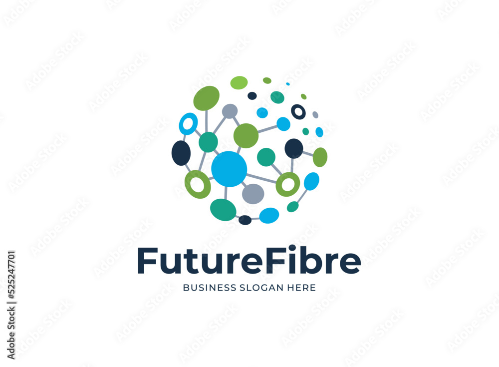 Optical fiber vector logo icon design. Telecommunication and networking logotype