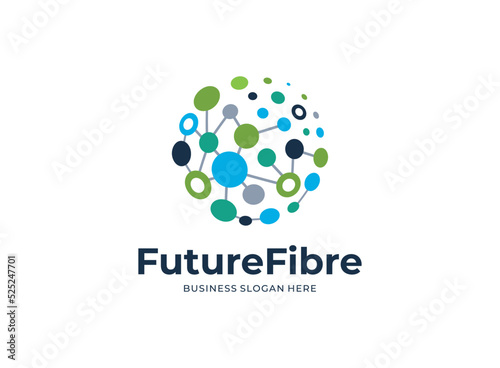 Optical fiber vector logo icon design. Telecommunication and networking logotype