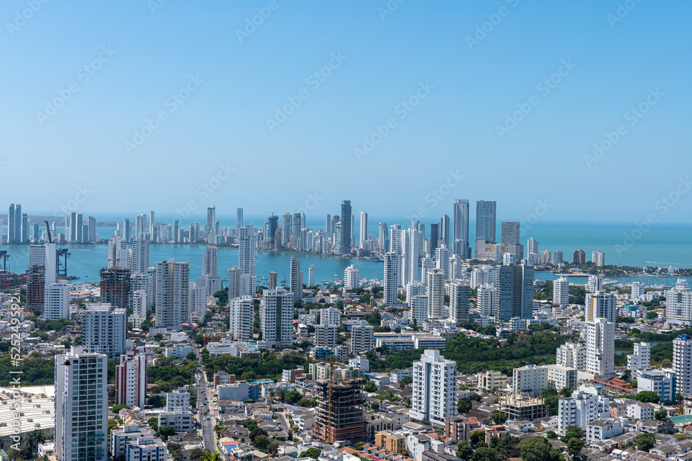 View of the modern part of Cartagena, Colombia photographed from Cerro la Popa