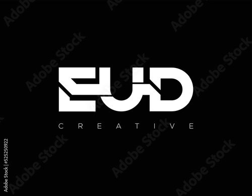 EUD creative initials letter logo concept and icon. EUD letter design with black background.