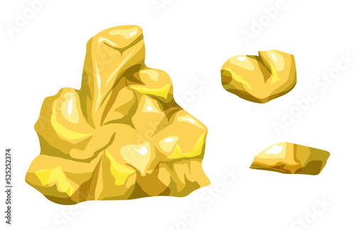 Gold natural mineral ore, raw metal materials