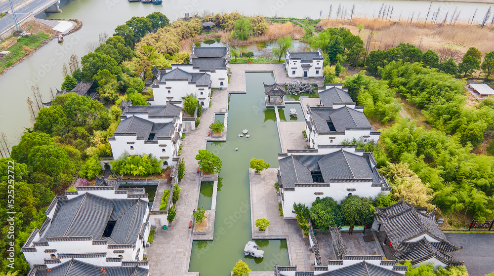 Aerial photography Changdang Lake Water Street and Water City, Jintan District, Changzhou City, Jiangsu Province, China Aerial photography Changdang Lake Water Street and Water City, Jintan District, Changzhou City, Jiangsu Province, China