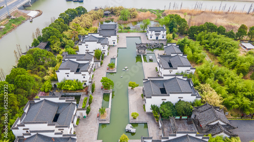 Aerial photography Changdang Lake Water Street and Water City, Jintan District, Changzhou City, Jiangsu Province, China photo