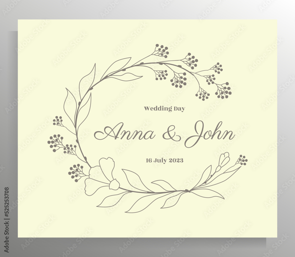 Vintage wedding invitation design. Vector template for card, poster.