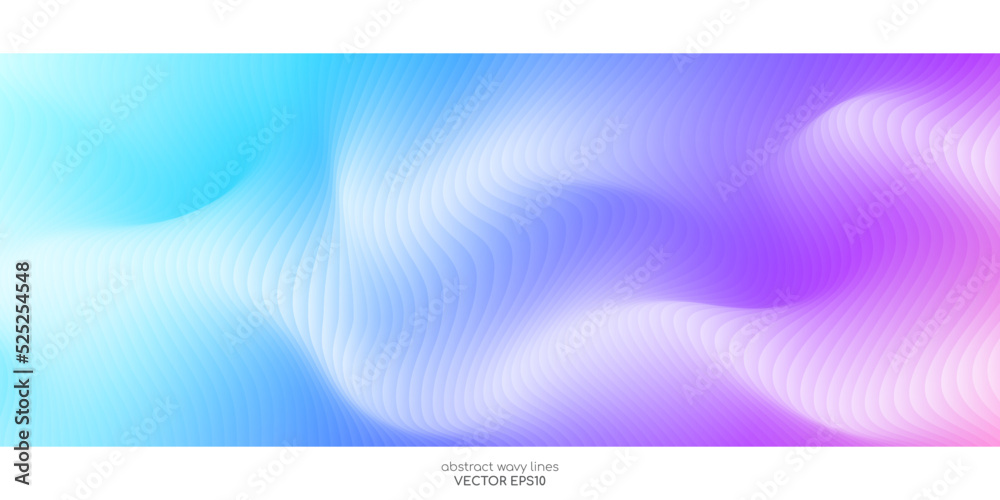 3D Vector wave pattern smooth curve flowing dynamic overlay colorful pink purple blue gradient on white background for concept of technology, digital, science, music, modern.