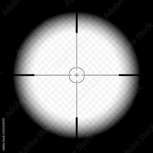 A realistic illustration of a sight through the scope of a desharpening rifle. Crosshair with transparent background, vector