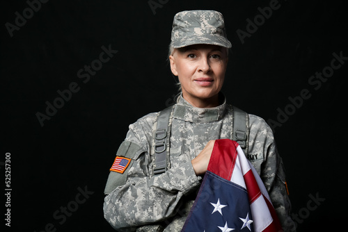 Mature female soldier with ...