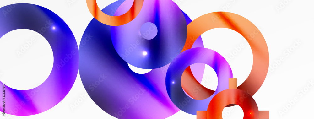 Minimal geometric abstract background. Shiny and glossy circle, line and round shapes design. Trendy techno business template for wallpaper, banner, background or landing Minimal geometric abstract background. Shiny and glossy circle, line and round shapes design. Trendy techno business template for wallpaper, banner, background or landing