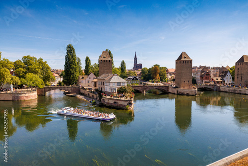 barrage vauban and Strasbourg Cathedral with Ill River in Alsace