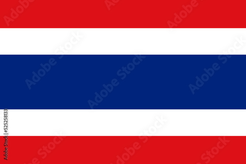 Thai flag official colors and properly proportioned thai flag