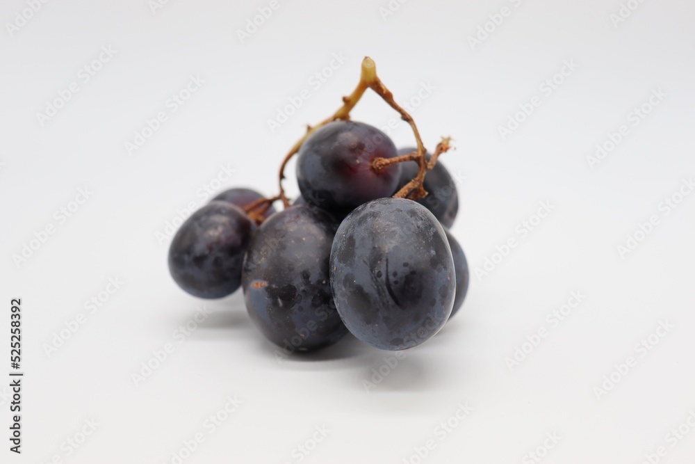 purple wine grapes on white background