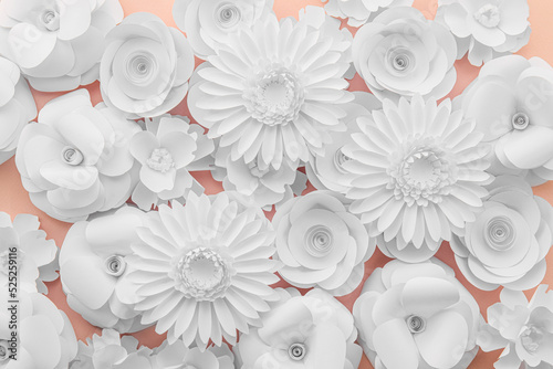 Paper flowers on pink backg...