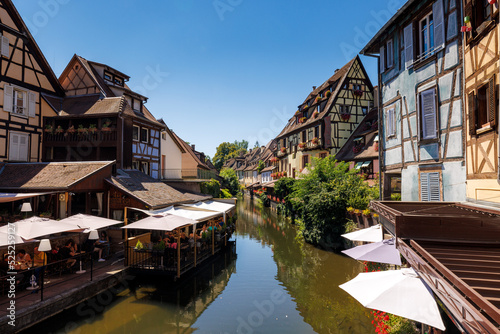 water canal in Petite Venise oldtown of Colmar in Alsace photo