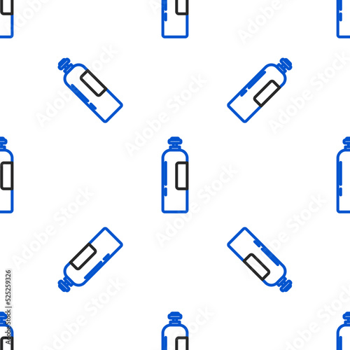 Line Industrial gas cylinder tank for all inert and mixed inert gases icon isolated seamless pattern on white background. Colorful outline concept. Vector