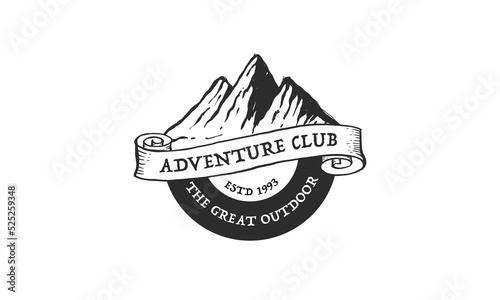 Mountain logo design vector illustration, outdoor adventure . Vector graphic for t shirt and other uses.