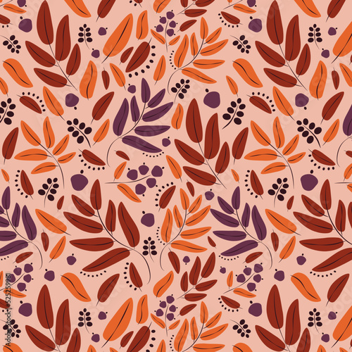 autumn pattern with bright leaves