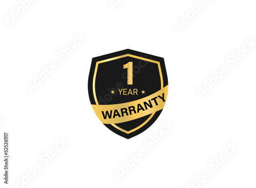 1 year warranty golden badge isolated on white background. warranty label.