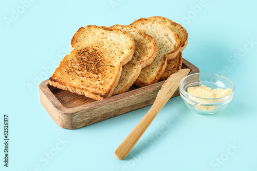 Wooden board with toasts an...