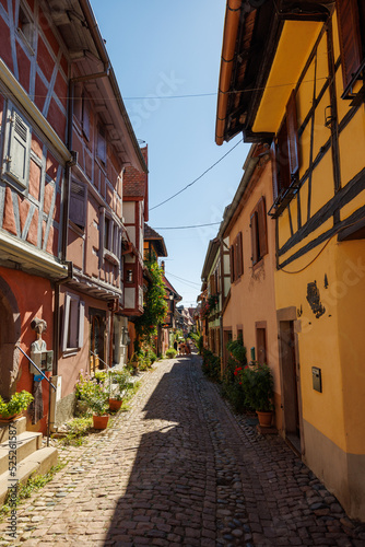 street in the charming oldtown of Eguisheim in Alsace © schame87