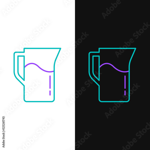 Line Milk jug or pitcher icon isolated on white and black background. Colorful outline concept. Vector