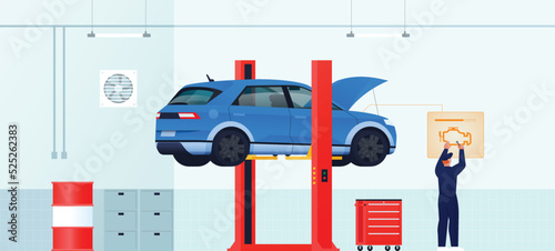 Car Workshop Vector Illustration