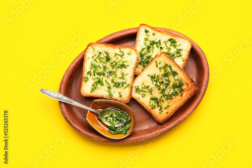 Plate of toasts with garlic...