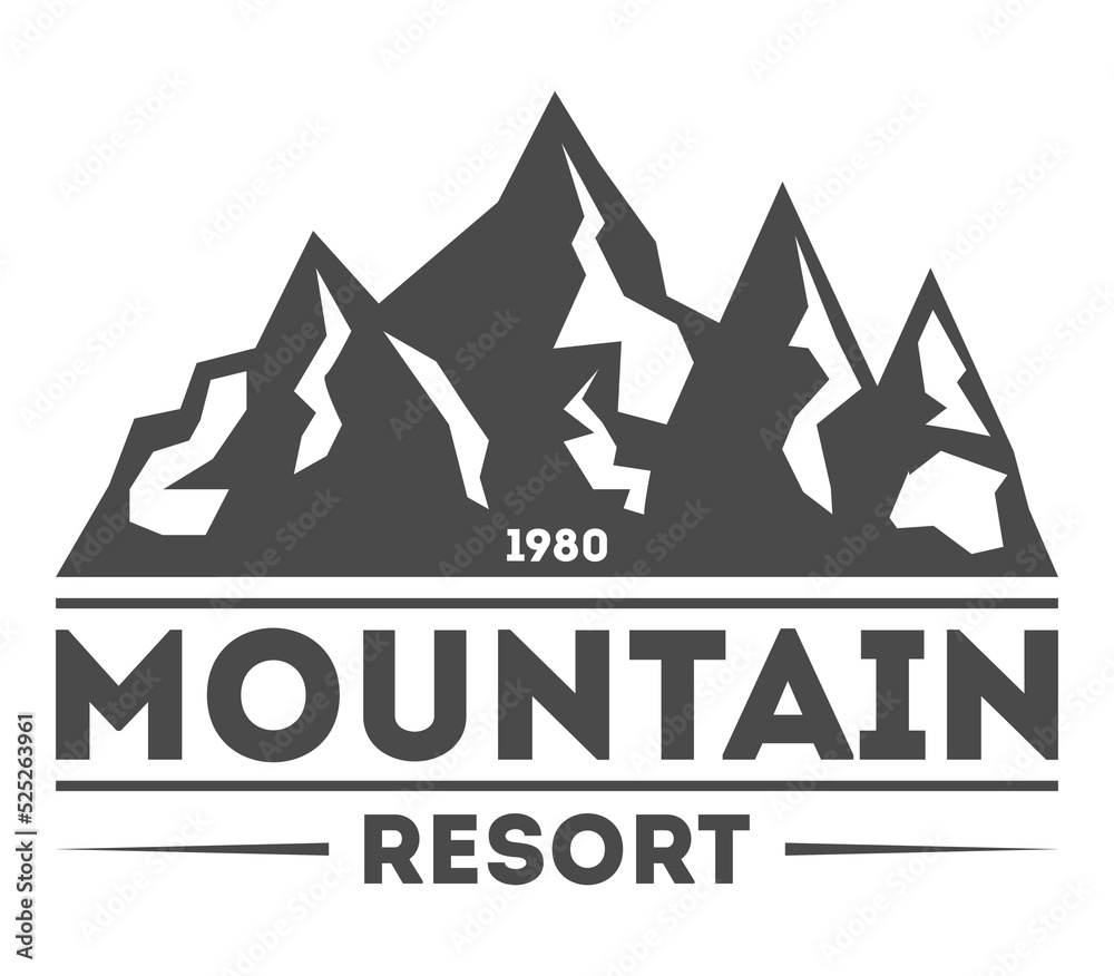 Mountain explorer vintage isolated label vector illustration. Mountain