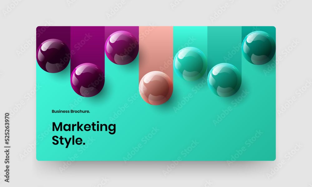 Fresh realistic balls front page template. Geometric catalog cover design vector concept.