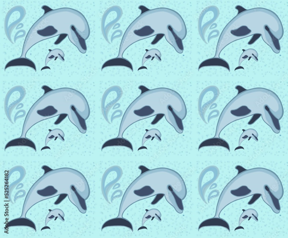 Naklejka premium Dolphin. Seamless pattern with dolphin 